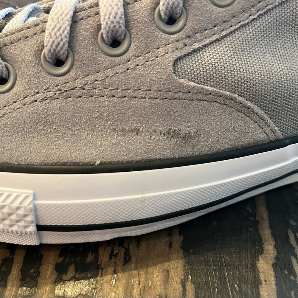 Converse All Star Chuck Taylor Gray & White High Top Canvas & Suede Sneakers - Picture 8 of 11